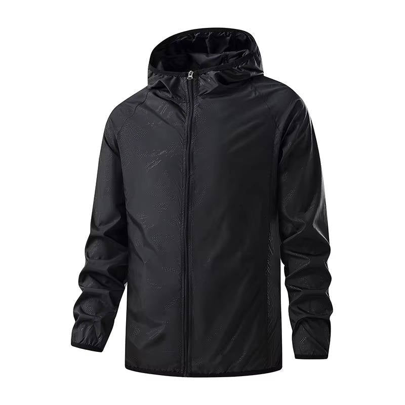 Men's Lightweight Hooded Windbreaker - Black