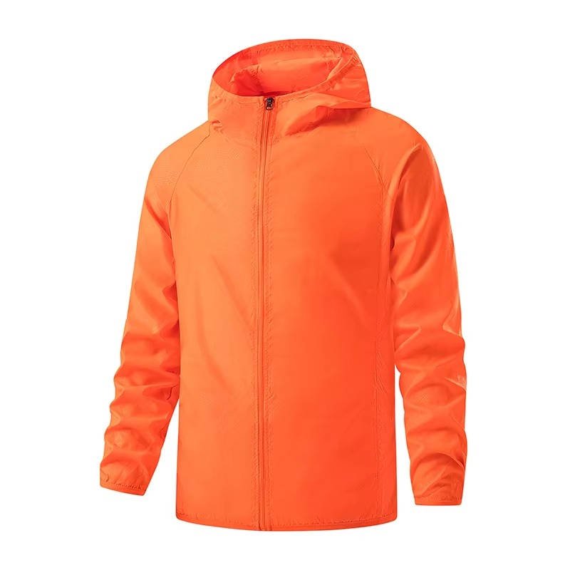 Men's Lightweight Hooded Windbreaker - Orange