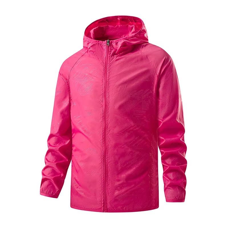 Men's Lightweight Hooded Windbreaker - Rose Red