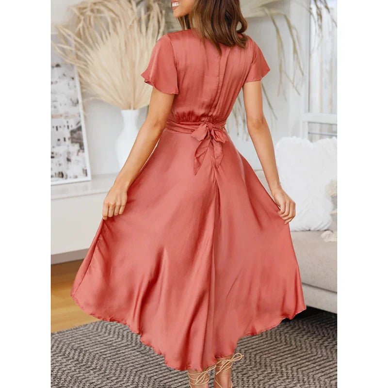 Women's Satin Cocktail Midi Dress