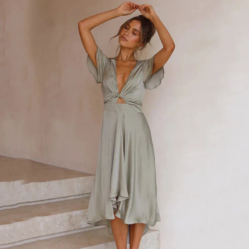 Women's Satin Cocktail Midi Dress