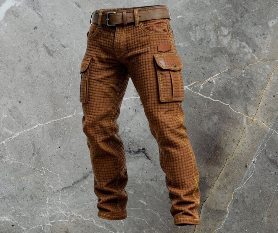 Men's Tapered Cargo Trousers - Dark Brown