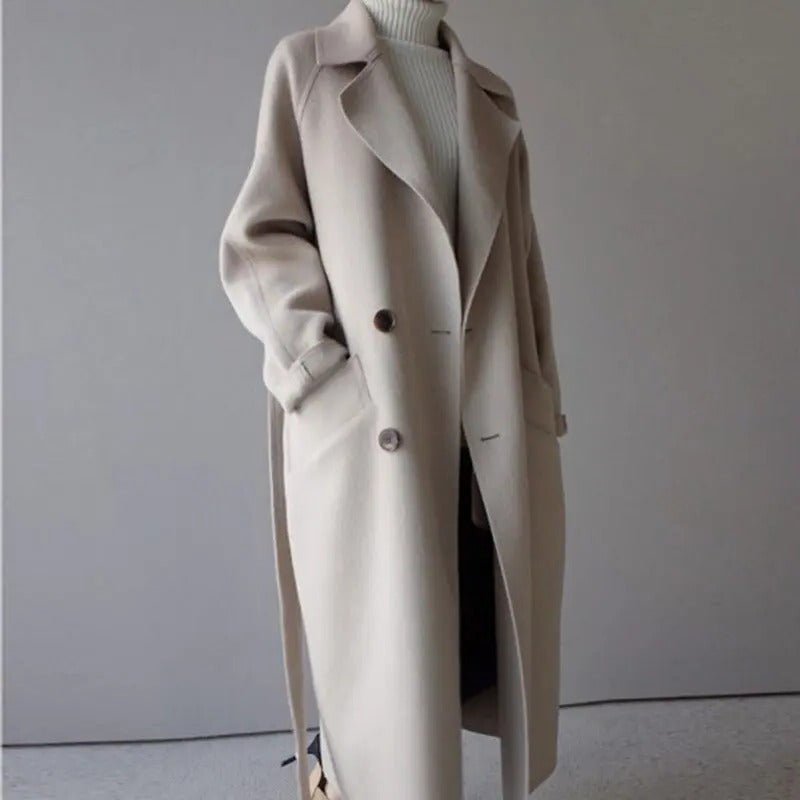 Women's Oversized Wool Wrap Coat - Beige