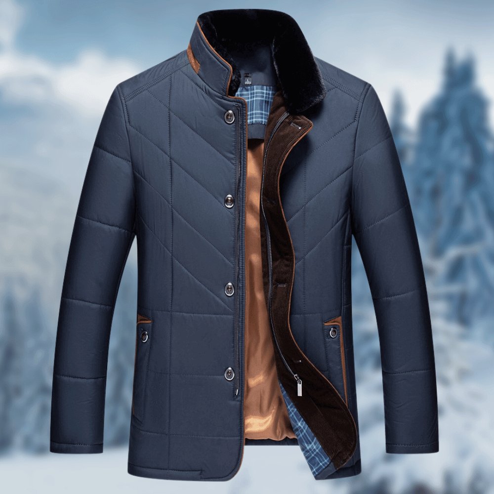 Men's Quilted Winter Jacket - Blue