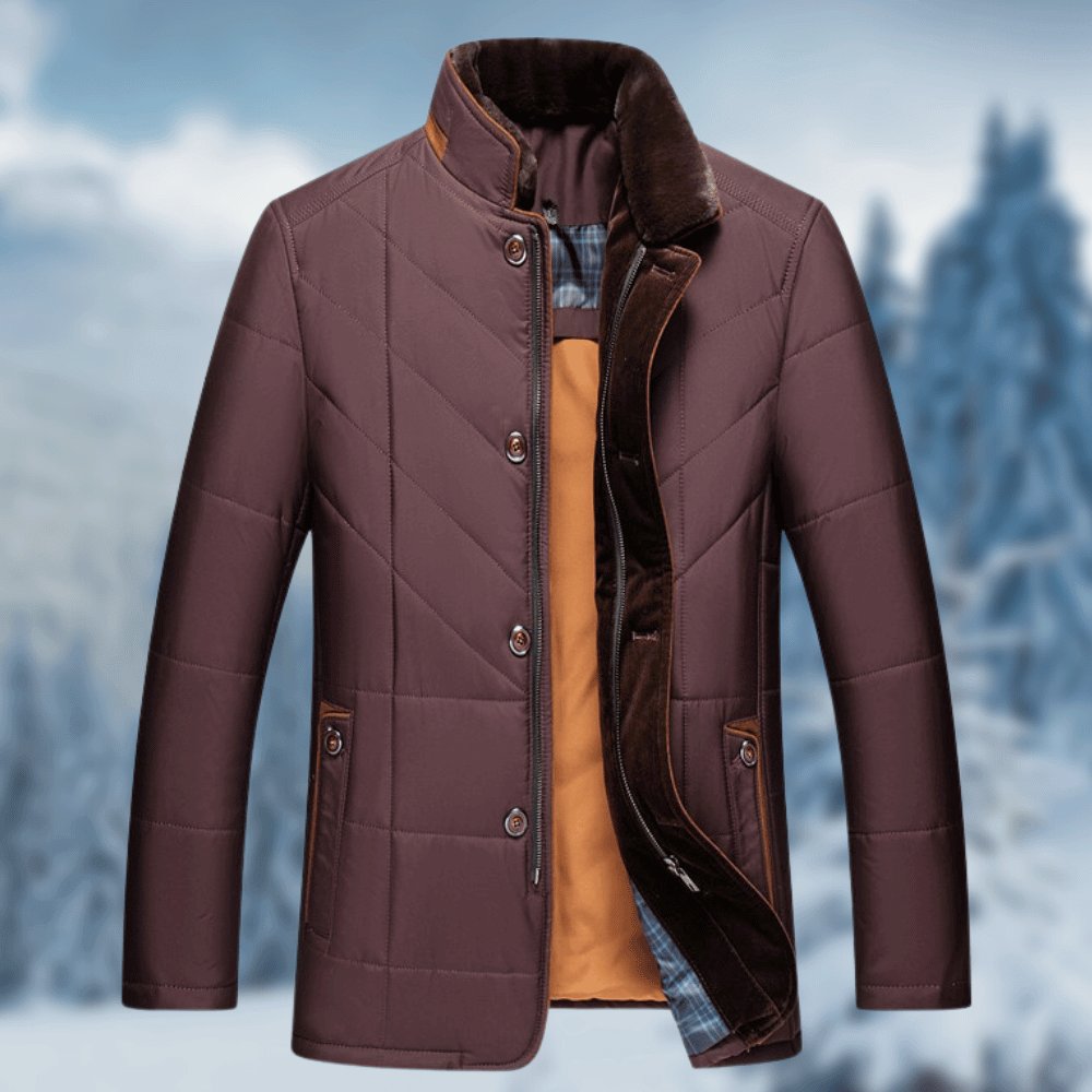 Men's Quilted Winter Jacket - Maroon