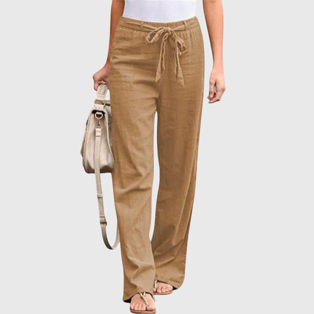 Women's Wide-Leg Trousers - Light Brown