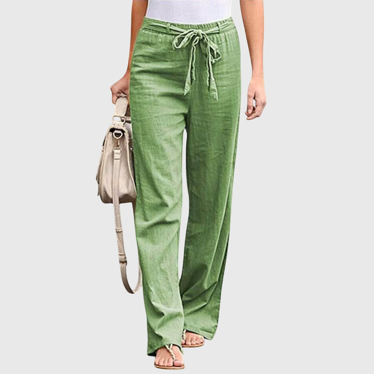Women's Wide-Leg Trousers - Green