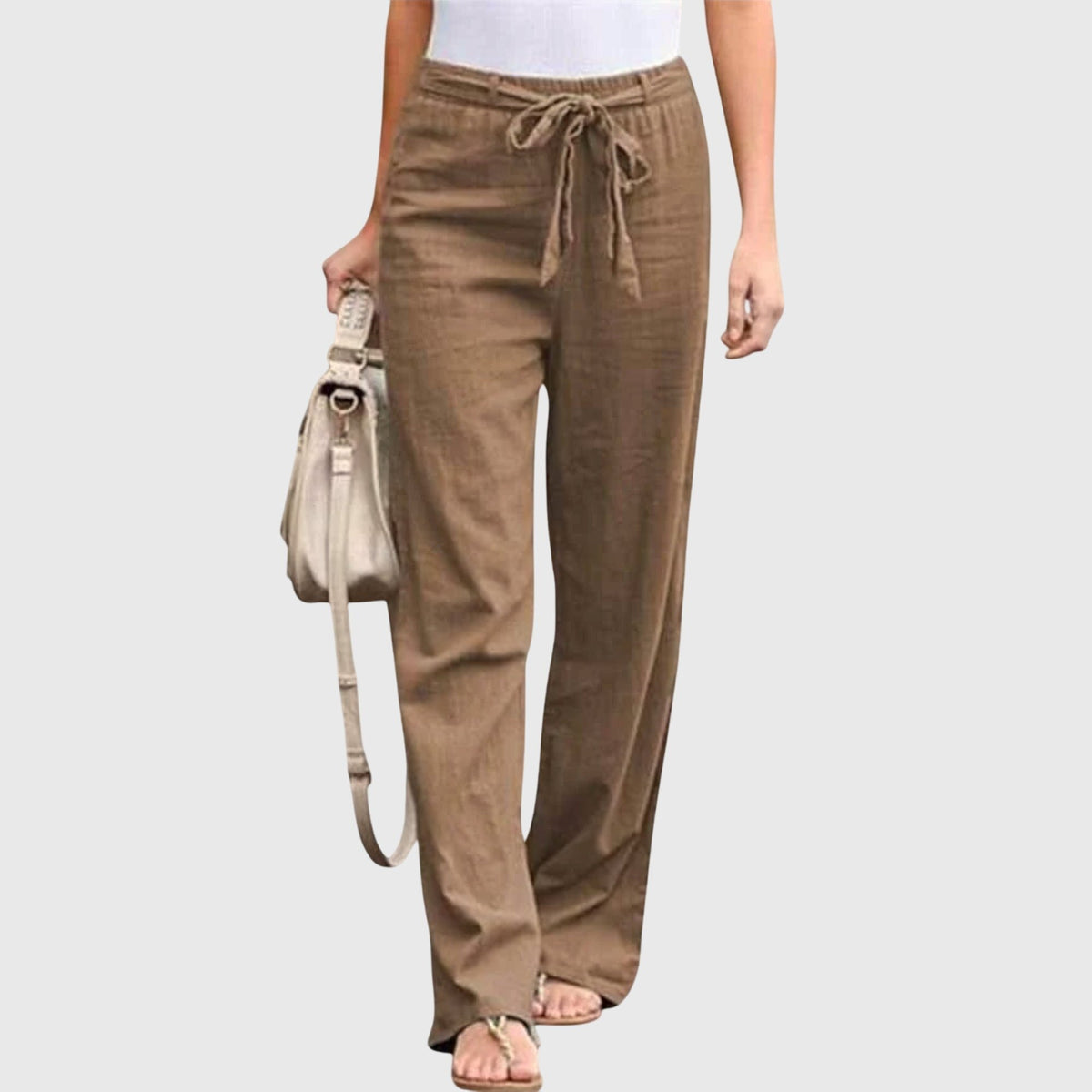Women's Wide-Leg Trousers - Brown