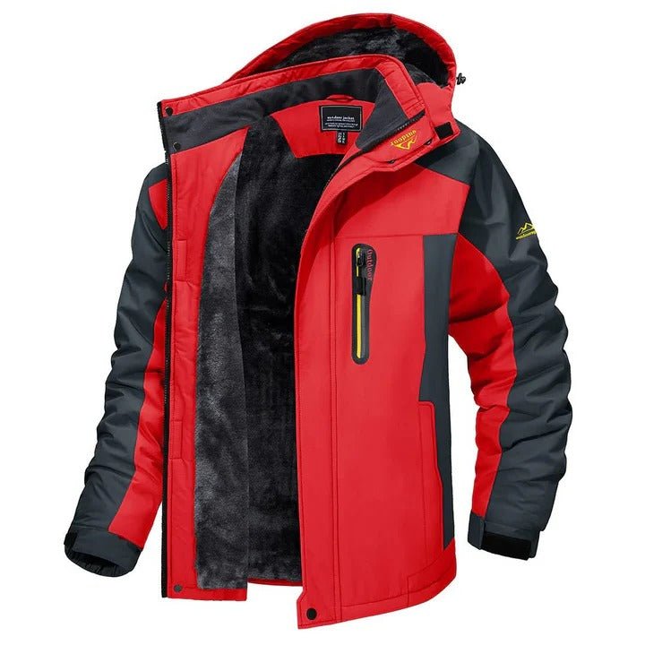 Men's Hooded Winter Jacket - Red