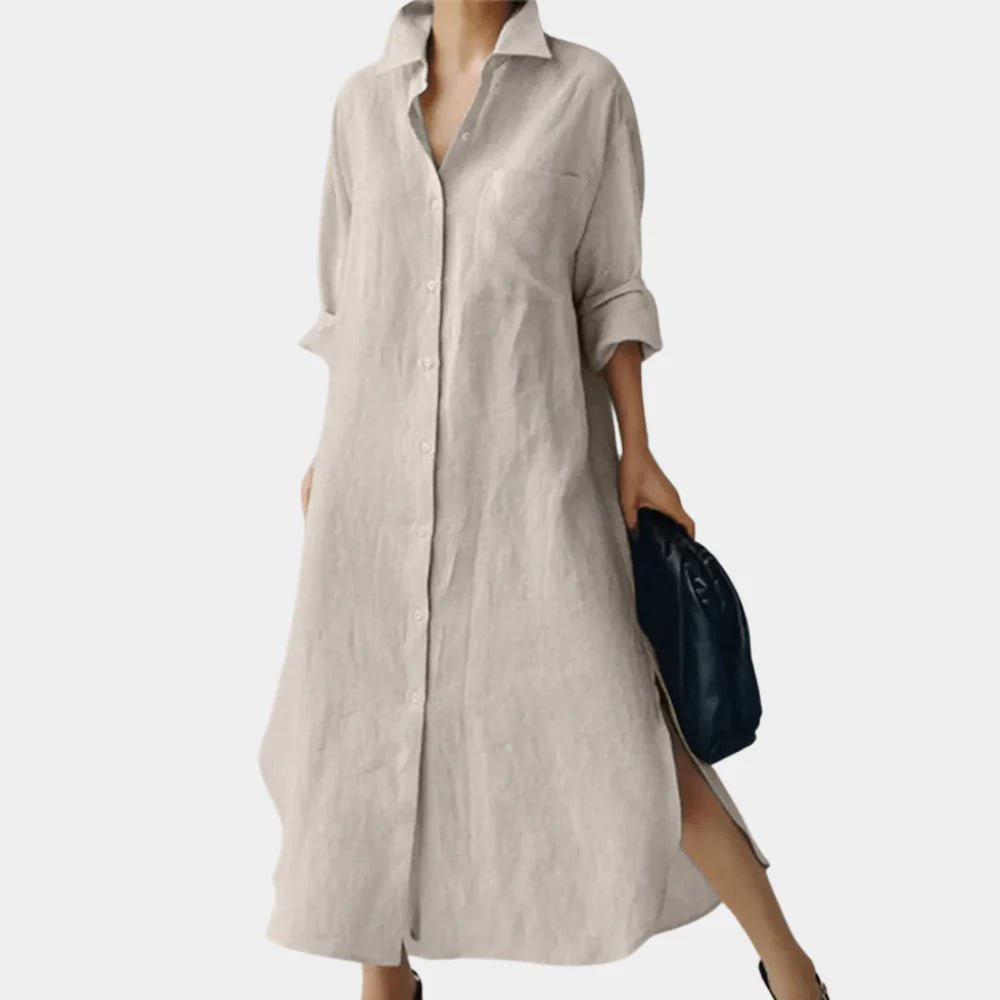 Women's Black Oversized Maxi Shirt Dress