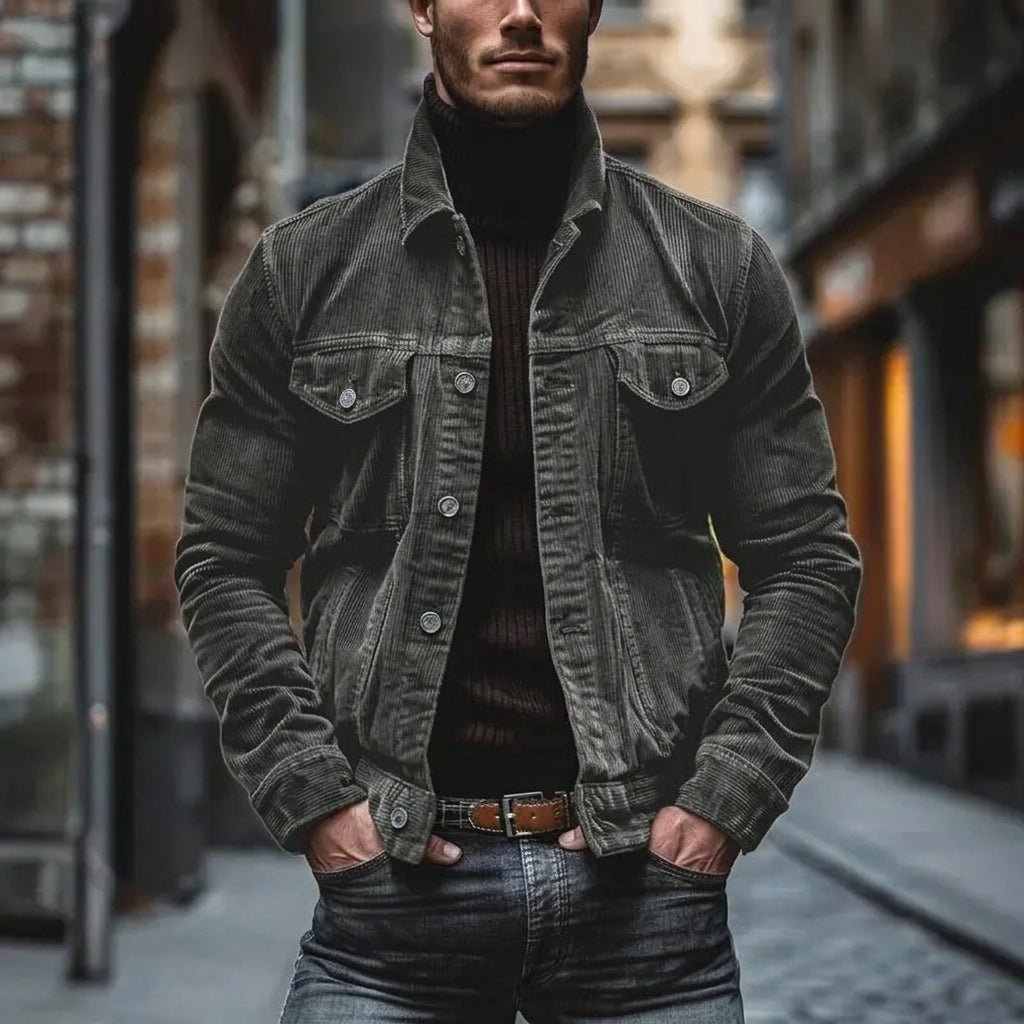Men's Slim Corduroy Trucker Jacket - Gray