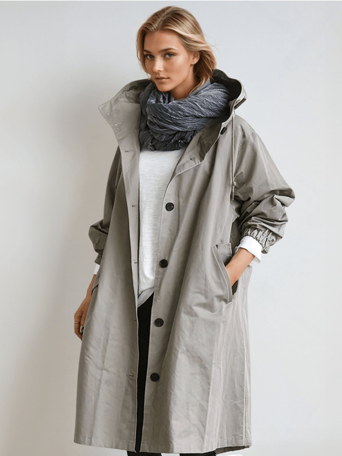 Women's Oversized Trench Coat - Gray