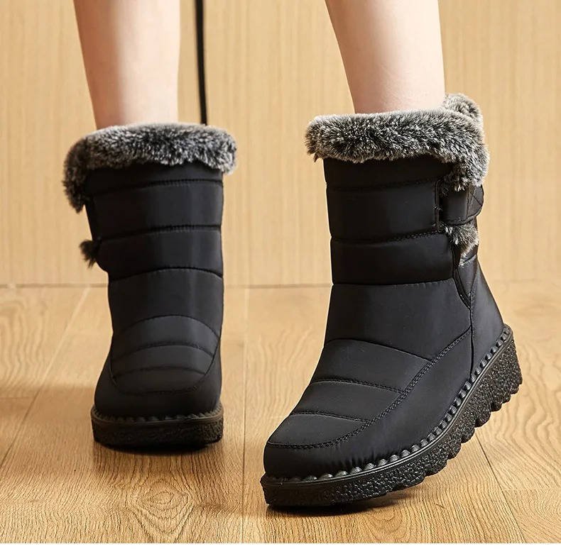 Women's Mid-Calf Snow Boots - Gray