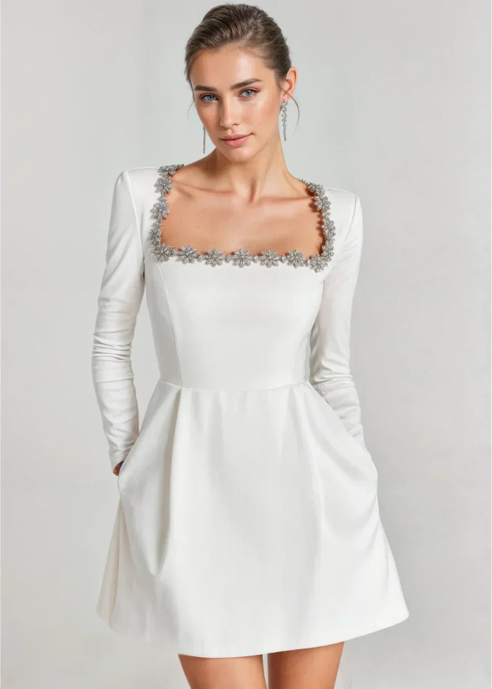 Women's Velvet Cocktail Mini Dress - White