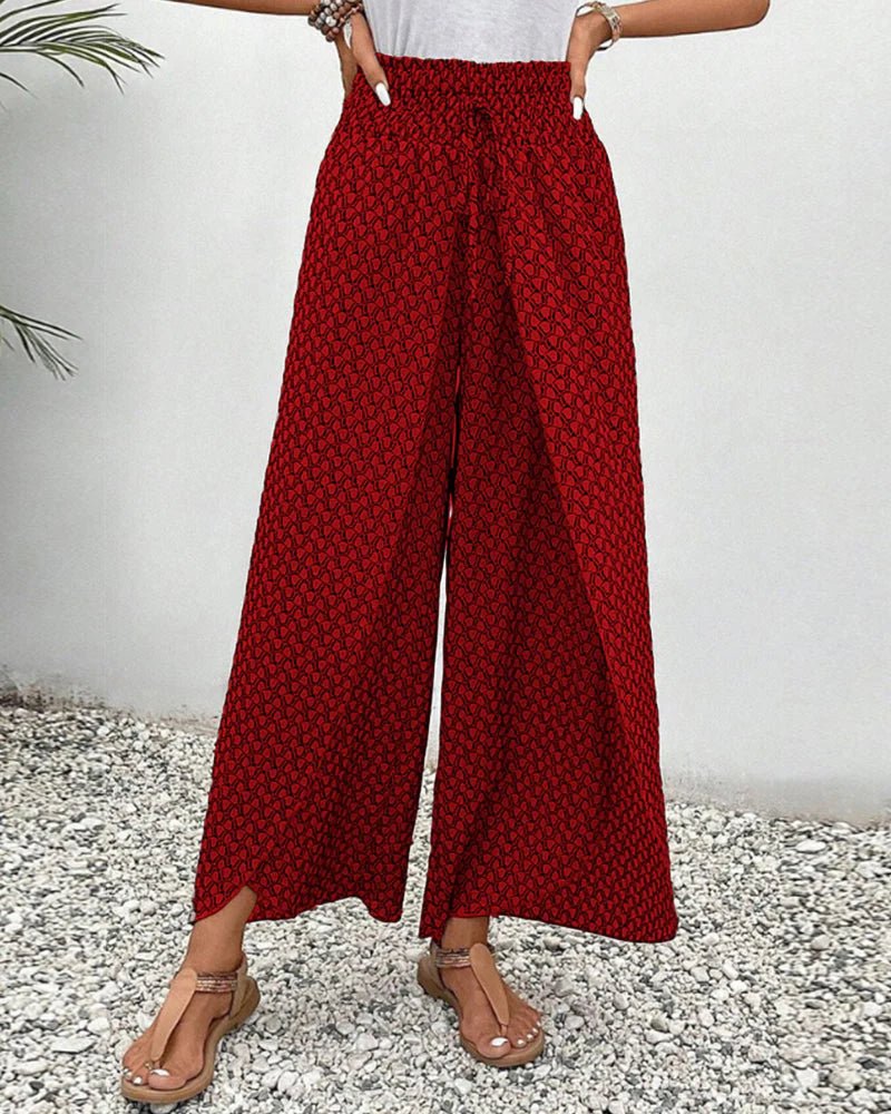 Women's High-Waisted Wide-Leg Palazzo Trousers - Red