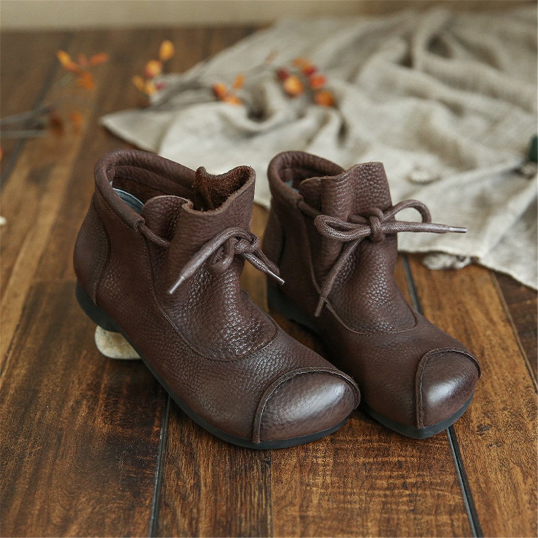 Women's Leather Lace-Up Ankle Boots