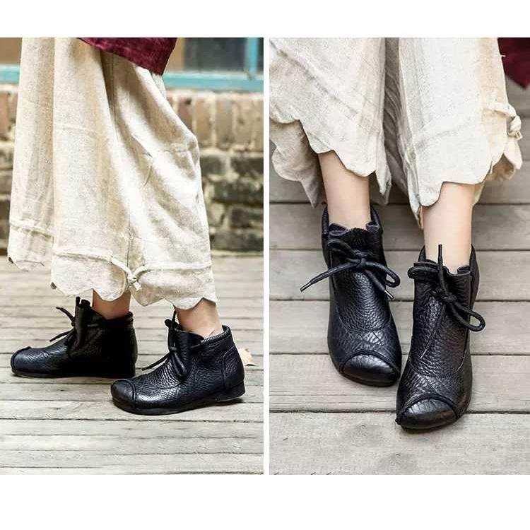 Women's Leather Lace-Up Ankle Boots