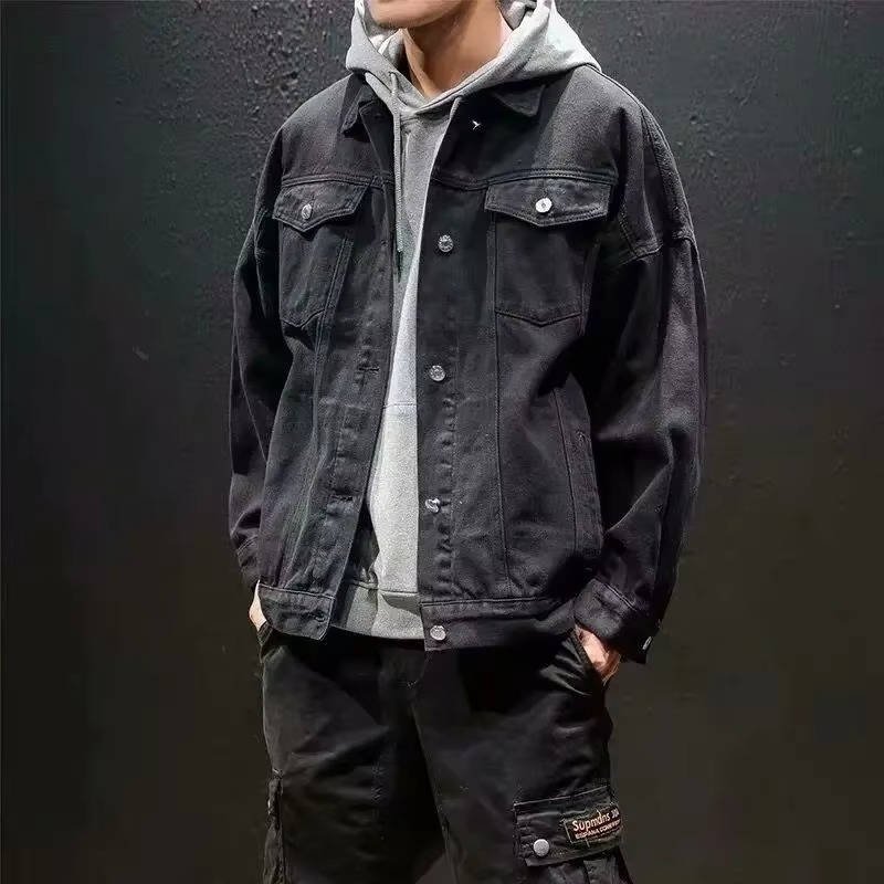 Men's Oversized Denim Trucker Jacket - Black