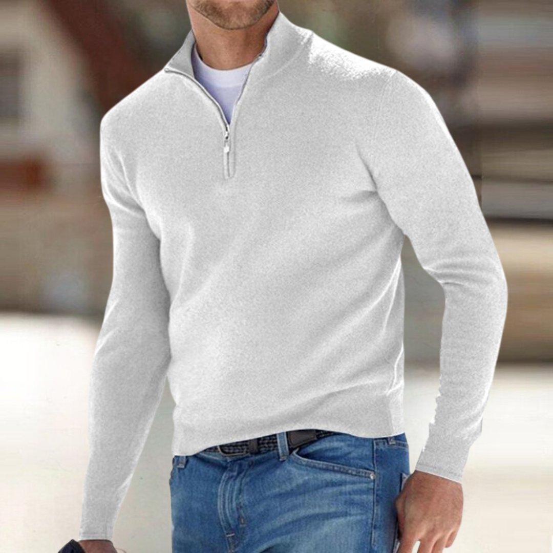 Men's Quarter-Zip Jumper - White