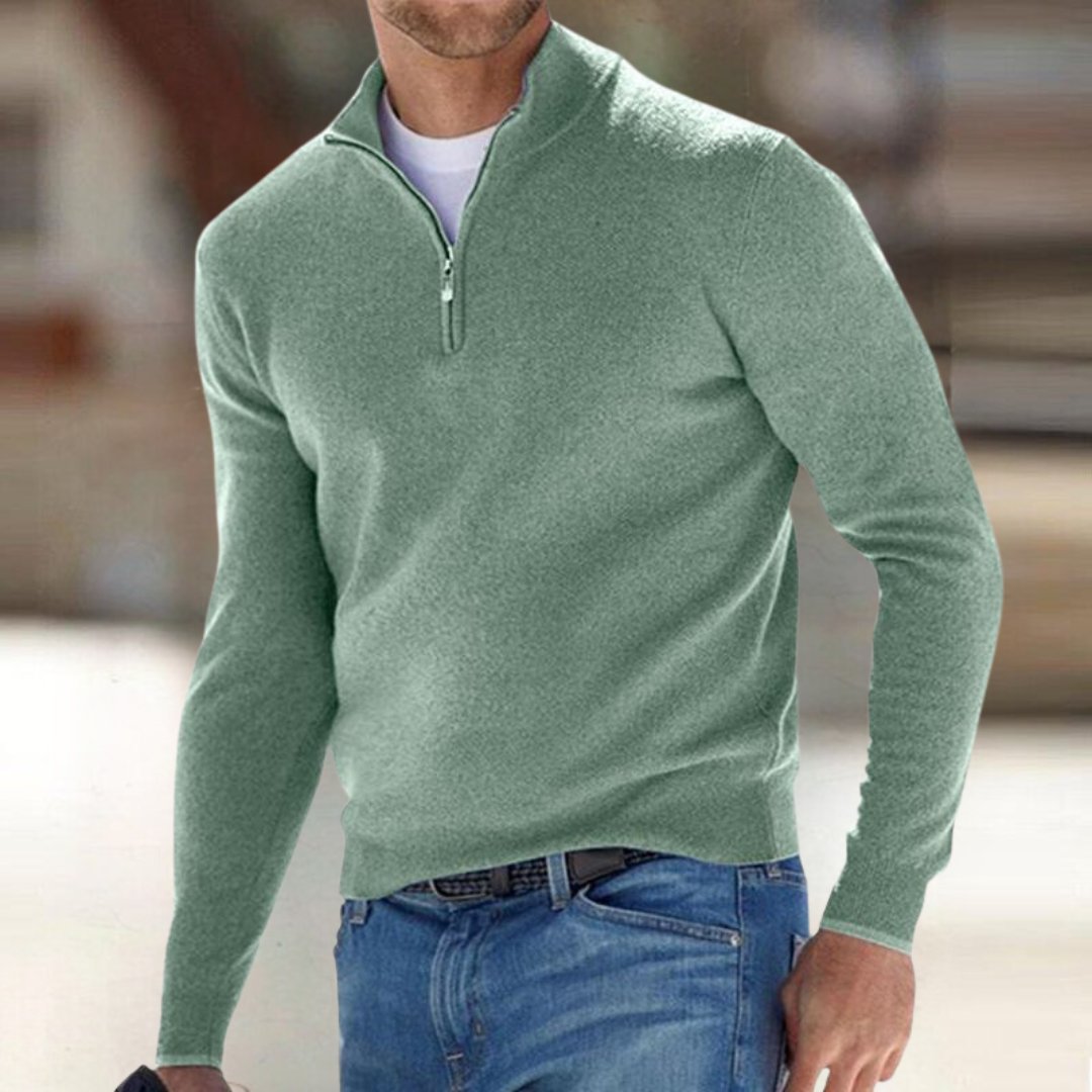 Men's Quarter-Zip Jumper - Green