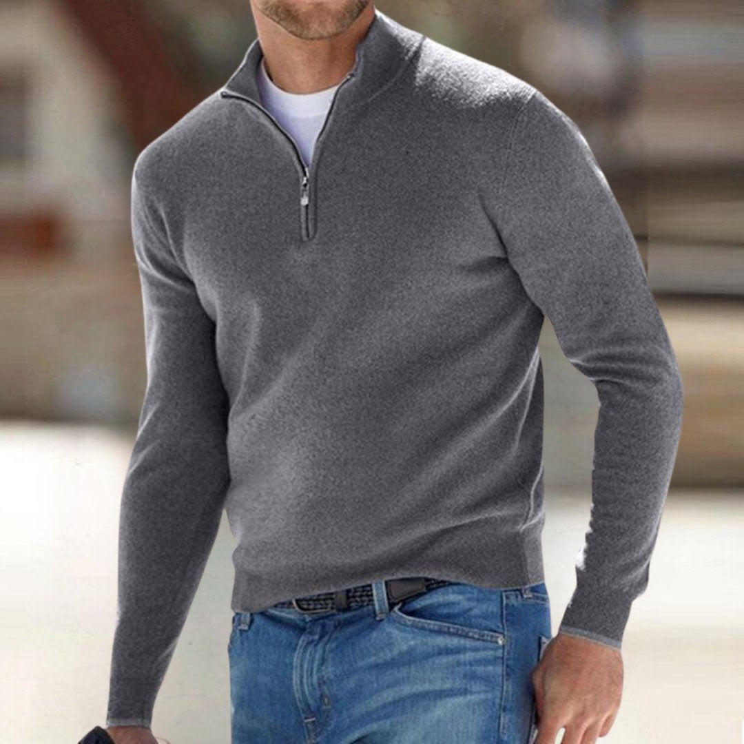 Men's Quarter-Zip Jumper - Gray