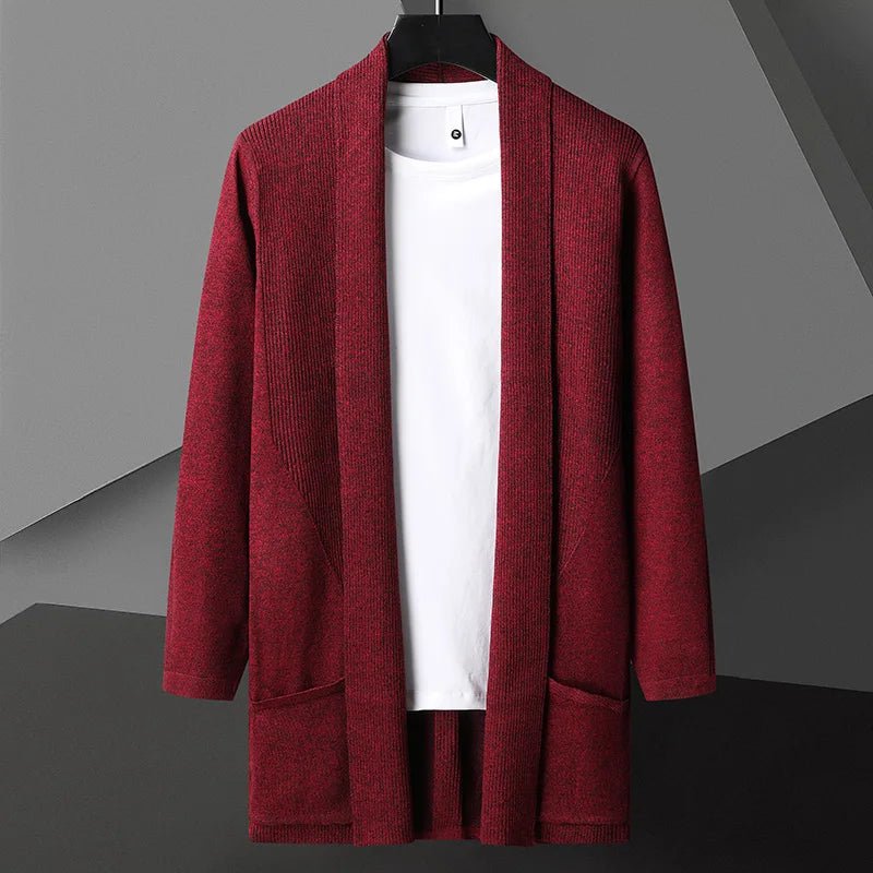 Men's Oversized Wool Cardigan - Red
