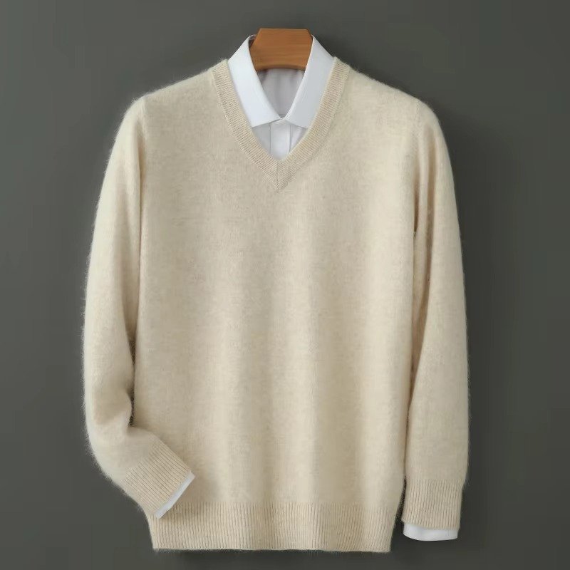 Men's V-Neck Jumper - beige