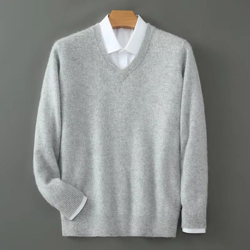 Men's V-Neck Jumper - light gray