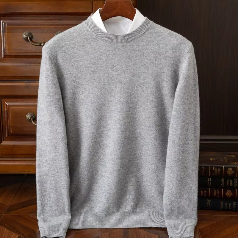 Men's Wool Crewneck Jumper - Light Gray
