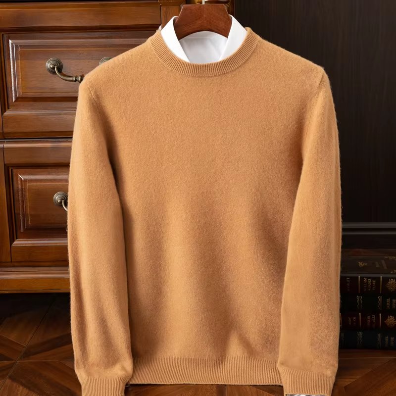 Men's Wool Crewneck Jumper - Orange