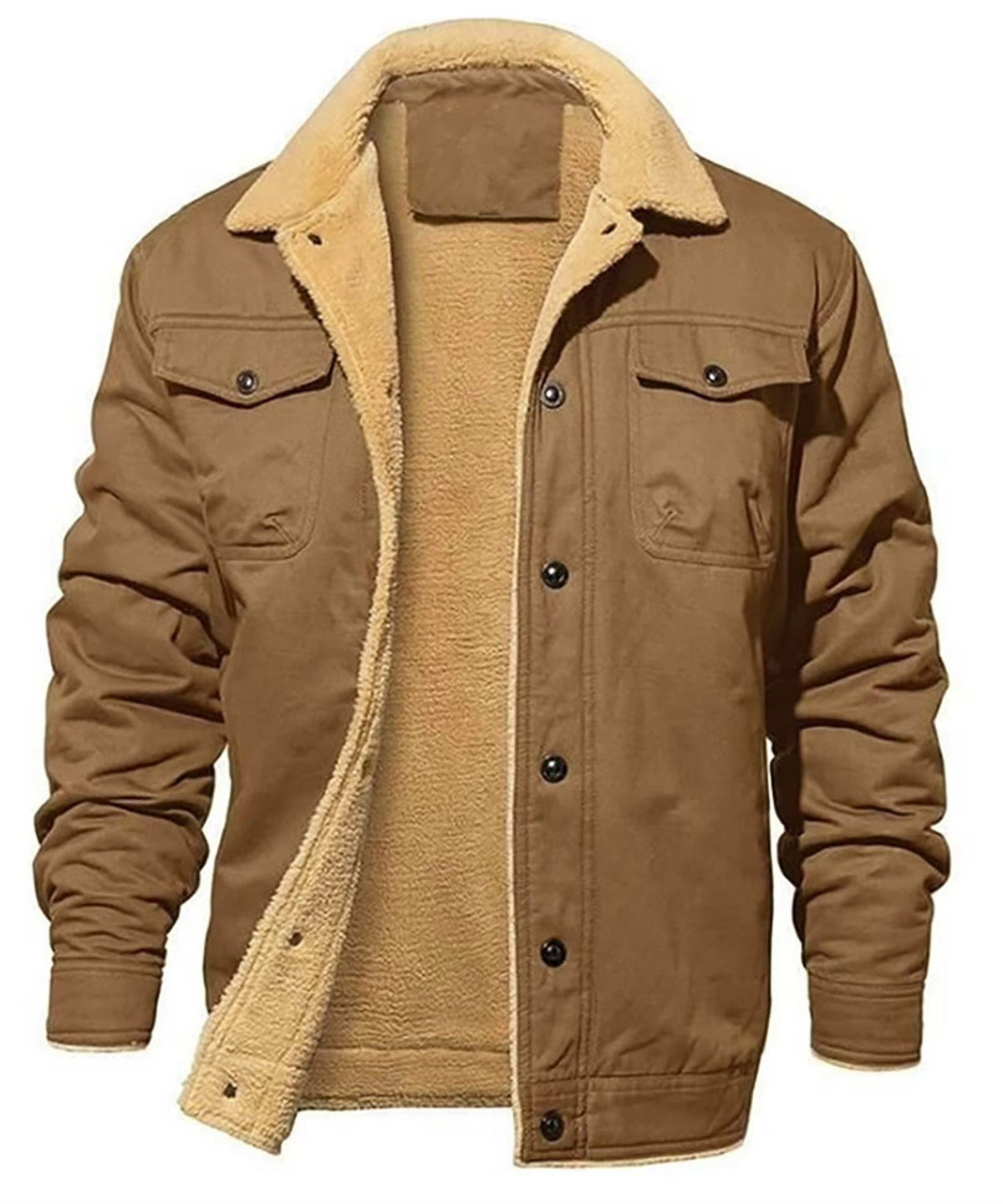 Men's Sherpa-Lined Trucker Jacket - Brown