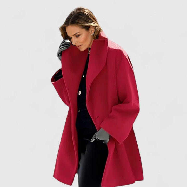 Women's Oversized Wool Coat - Red