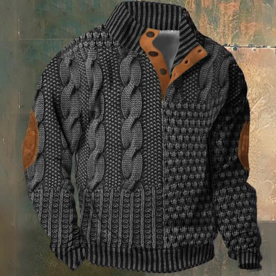 Men's Cable Knit Jumper - Dark Gray