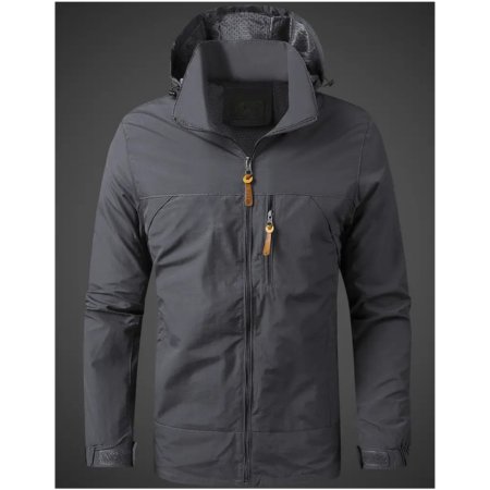 Men's Hooded Windbreaker Jacket - Gray