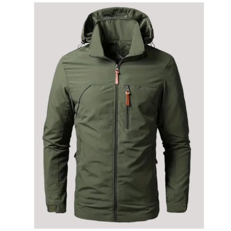 Men's Hooded Windbreaker Jacket - Light Green