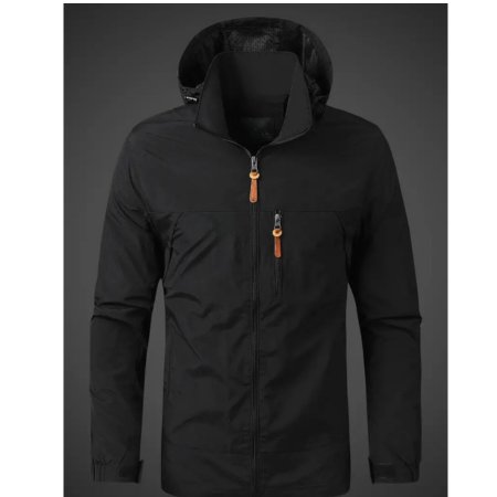 Men's Hooded Windbreaker Jacket - Black