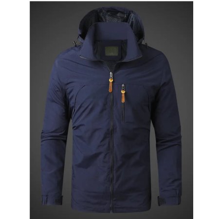 Men's Hooded Windbreaker Jacket - Navy Blue