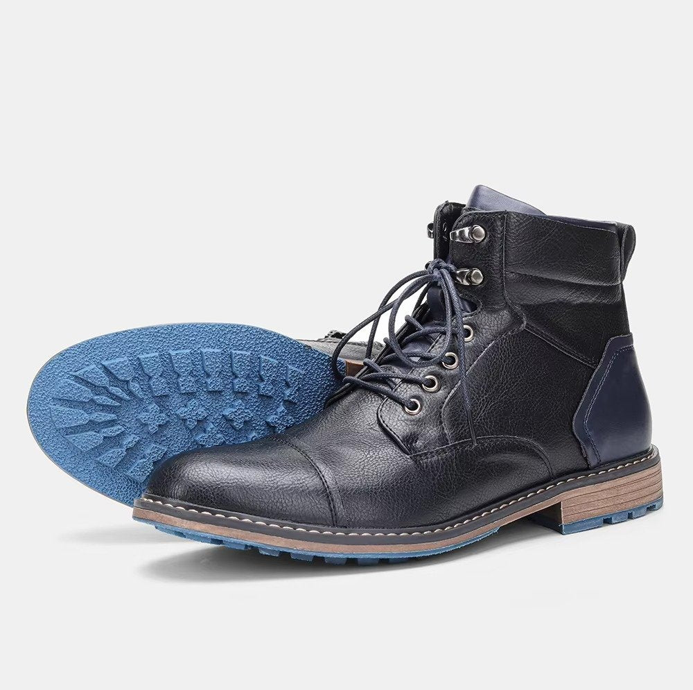 Men's Leather Ankle Boots - Black
