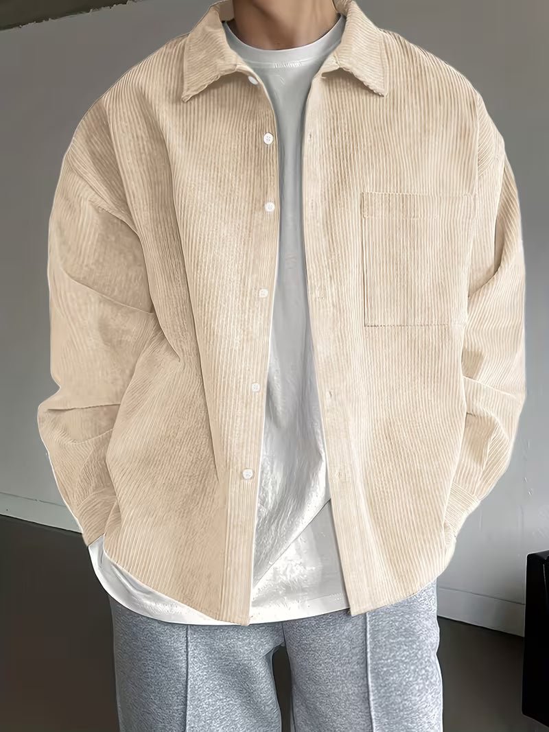 Men's Oversized Corduroy Overshirt - Beige