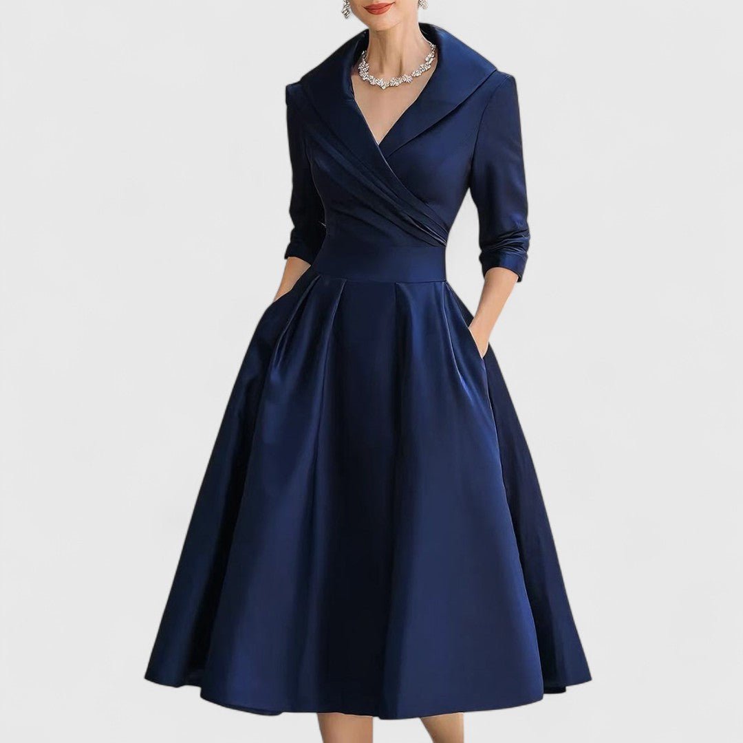 Women's Satin Midi Wrap Dress - Navy Blue (Almost Sold Out)