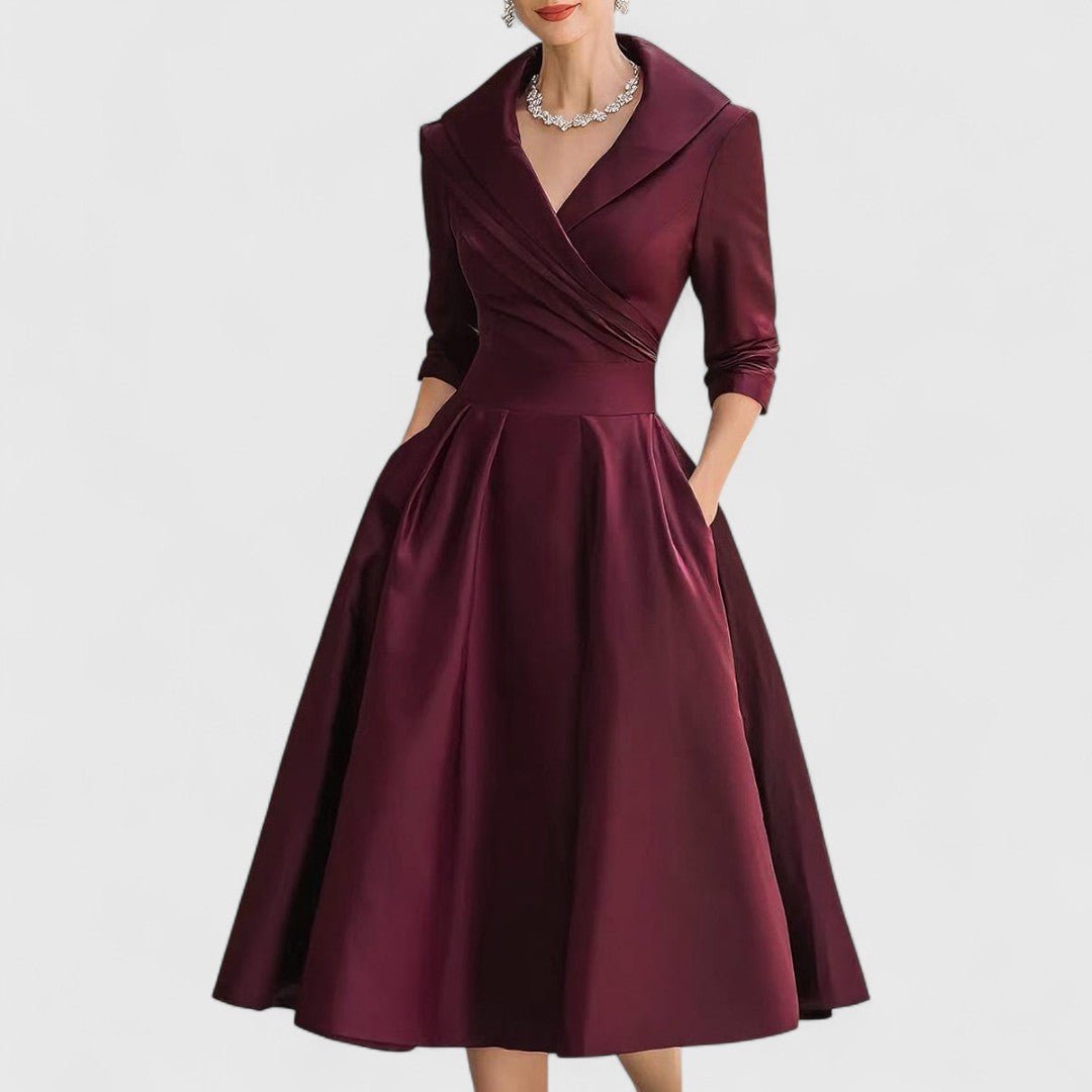 Women's Satin Midi Wrap Dress - Deep Red