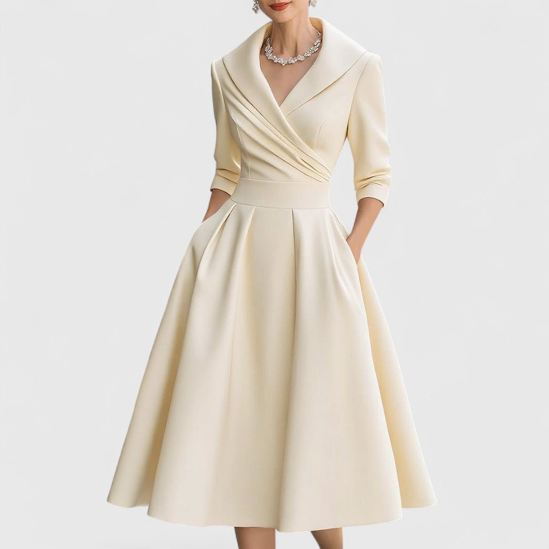 Women's Satin Midi Wrap Dress - Beige