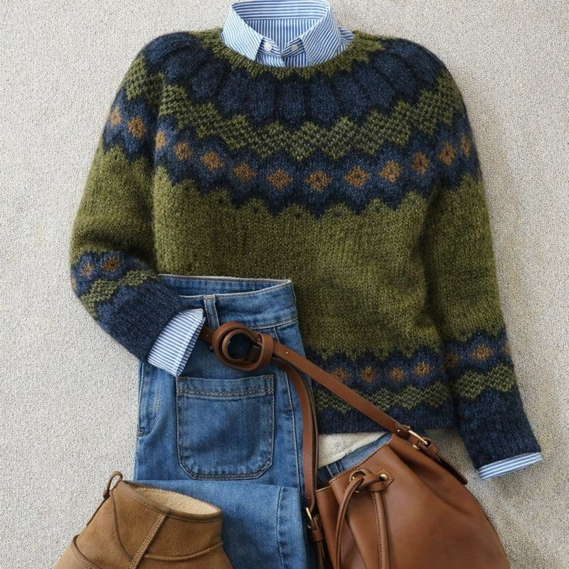 Women's Fair Isle Wool Crewneck Jumper