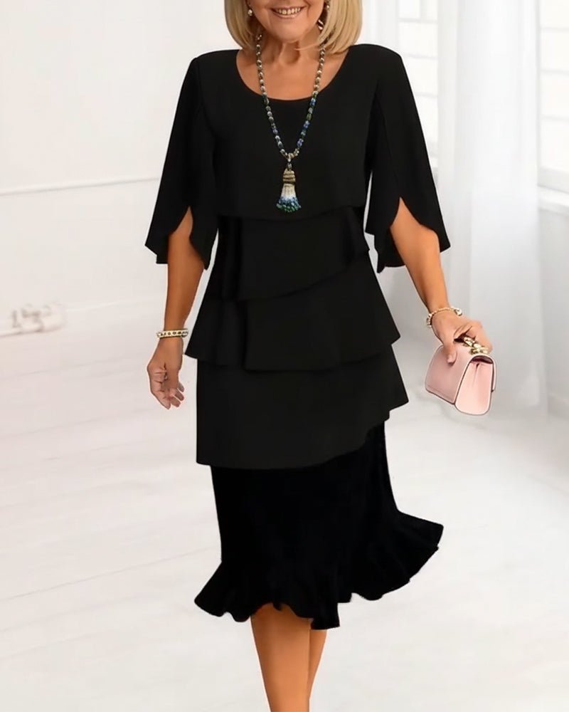 Women's Black Midi Dress - Black