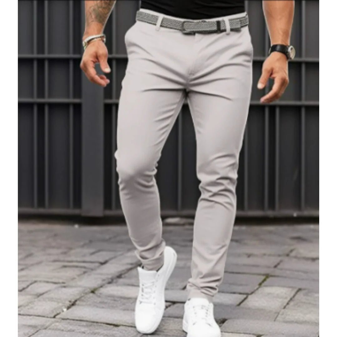 Men's Slim Fit Chino Trousers - Light Gray
