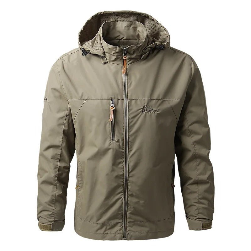 Men's Hooded Windbreaker Jacket - Khaki