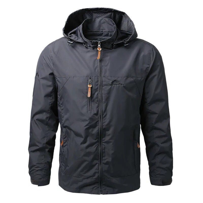 Men's Hooded Windbreaker Jacket - Gray