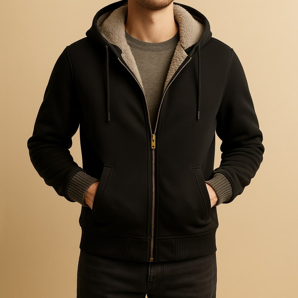 Men's Sherpa-Lined Hooded Varsity Jacket