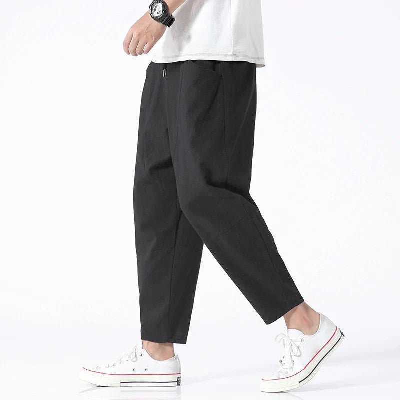 Men's Cropped Harem Trousers - Black