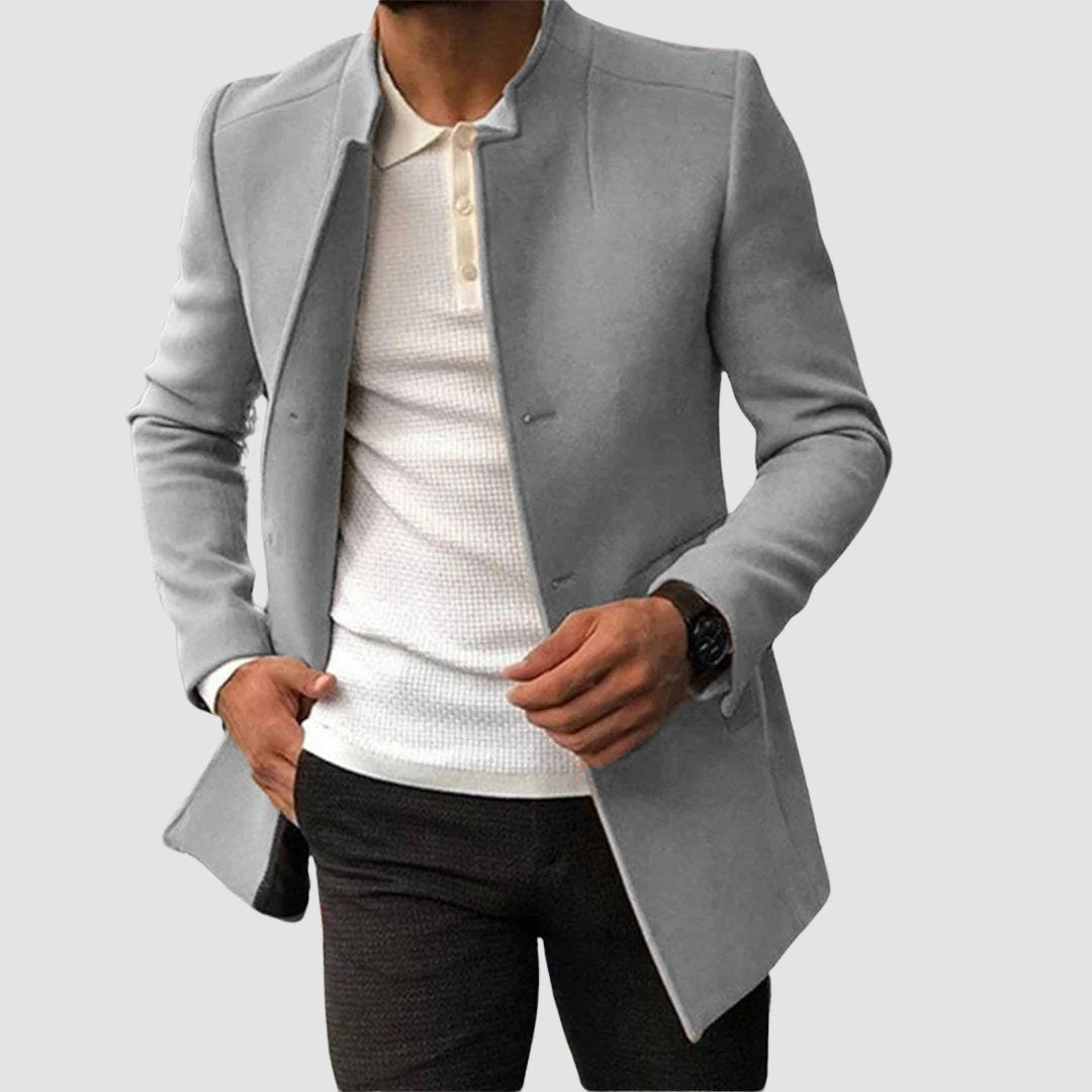 Men's Slim Wool Overcoat - Gray